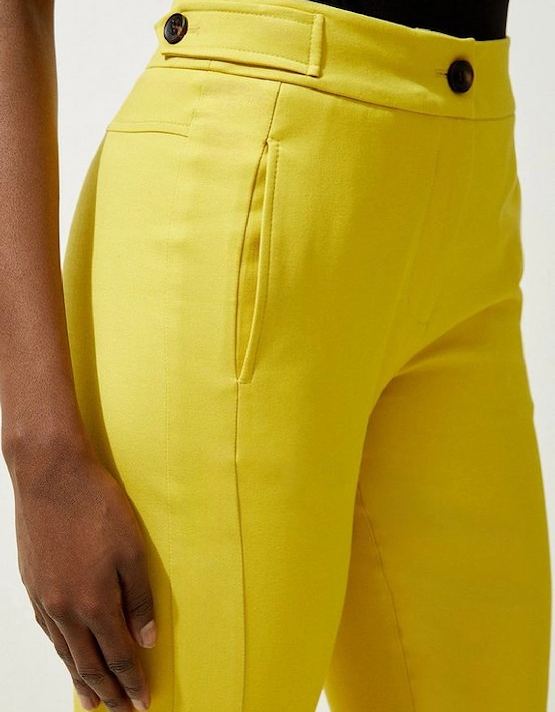 Tailored Cotton Stretch Tab Detail Slim Leg Tailored Trouser