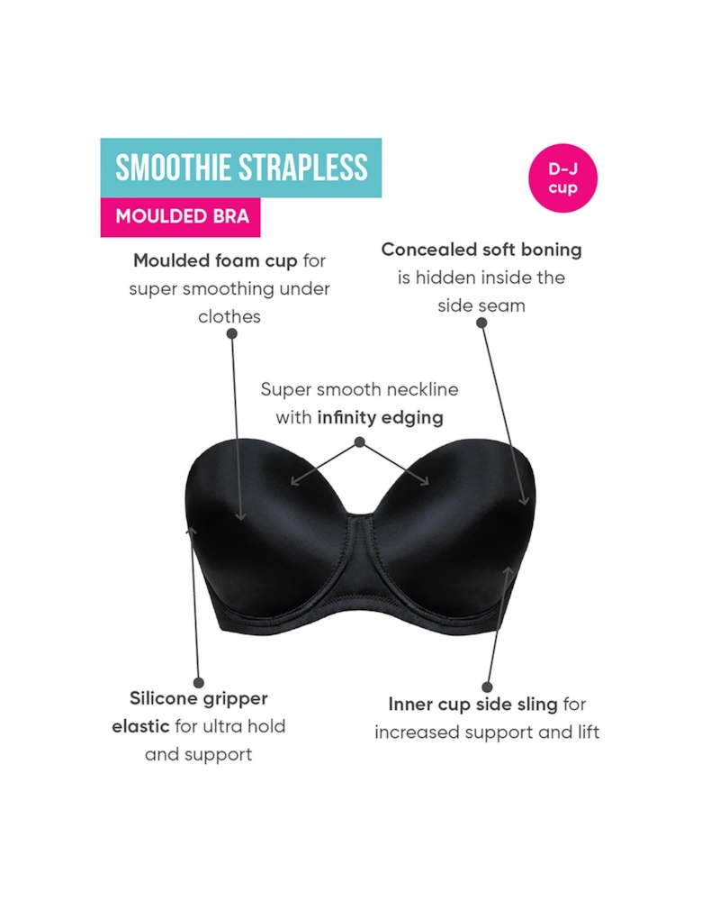 Smoothie Strapless Moulded Bra - Black