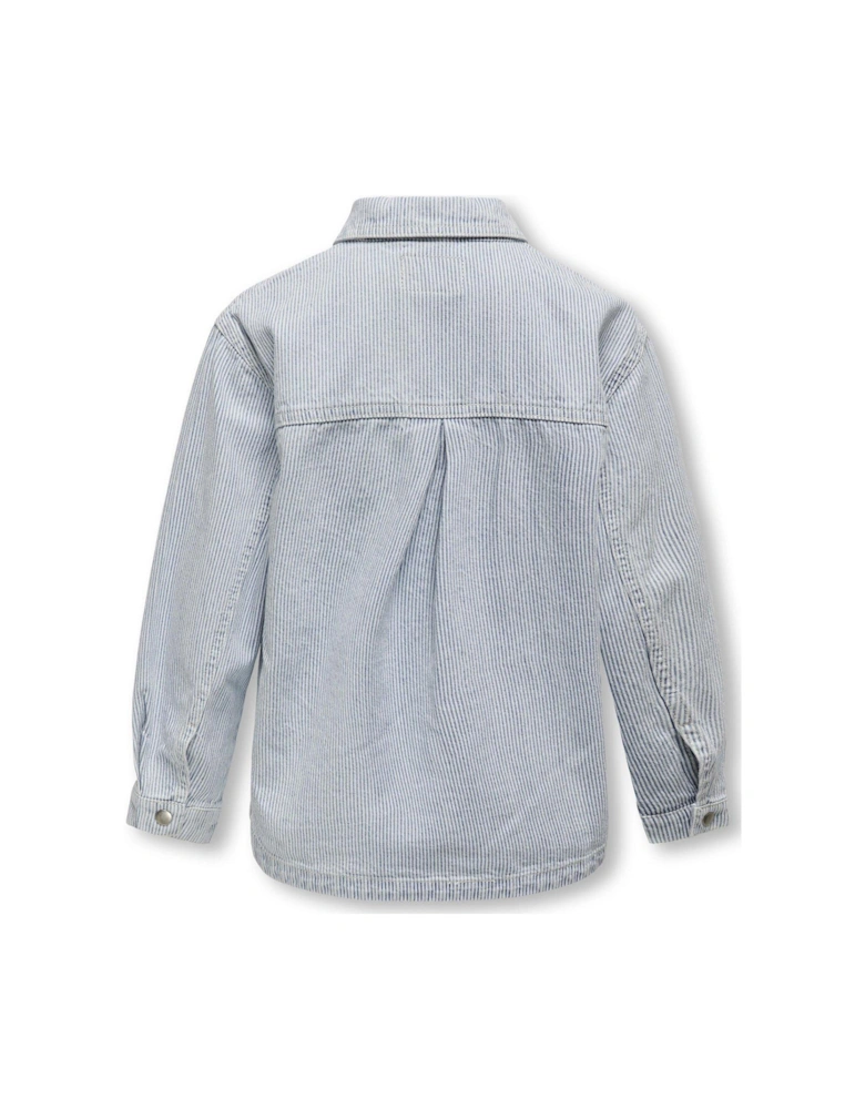 Girls Stripe Pocket Denim Coord Jacket - Light Blue Denim