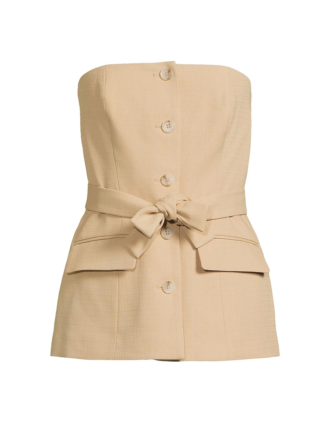 Bandeau Button Tailored Co-ord Top - Camel