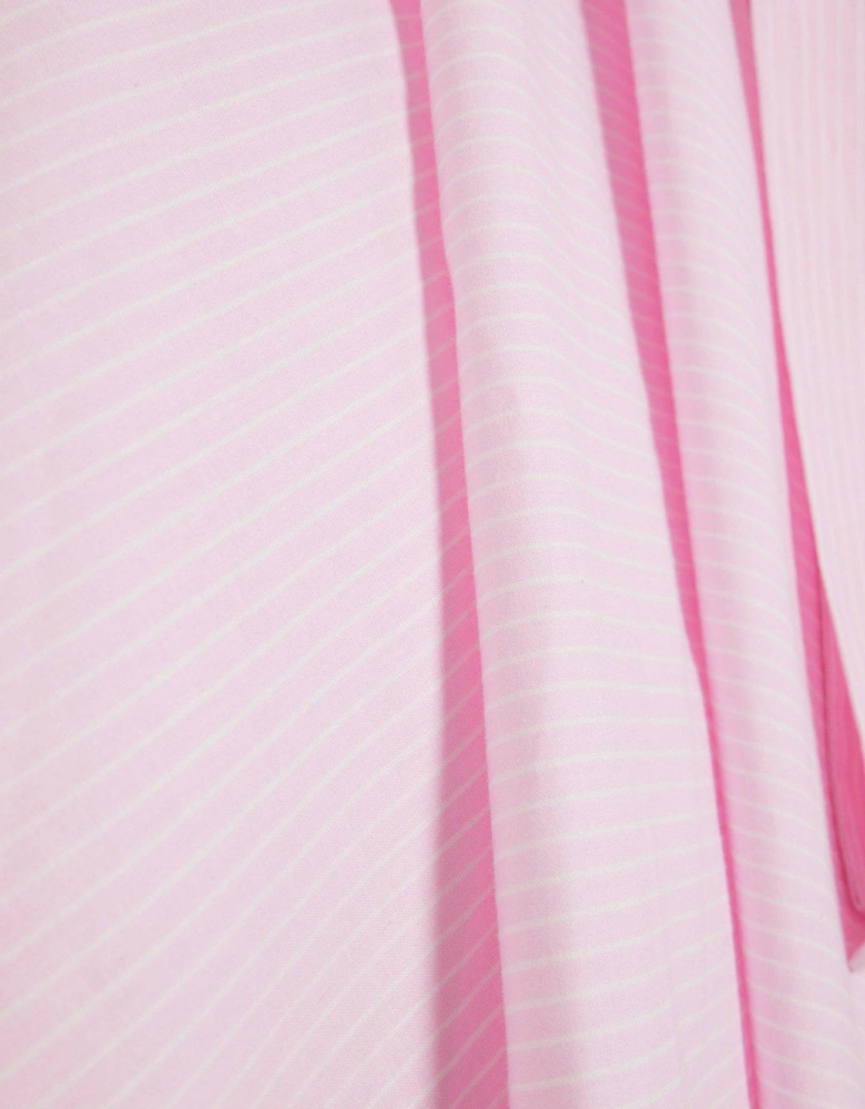Striped Batwing Shirt Dress - Light Pink