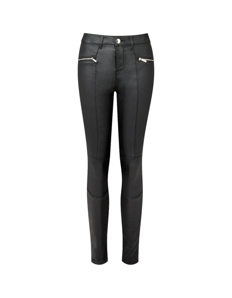 Rock Chick Leather Look Trousers - Black