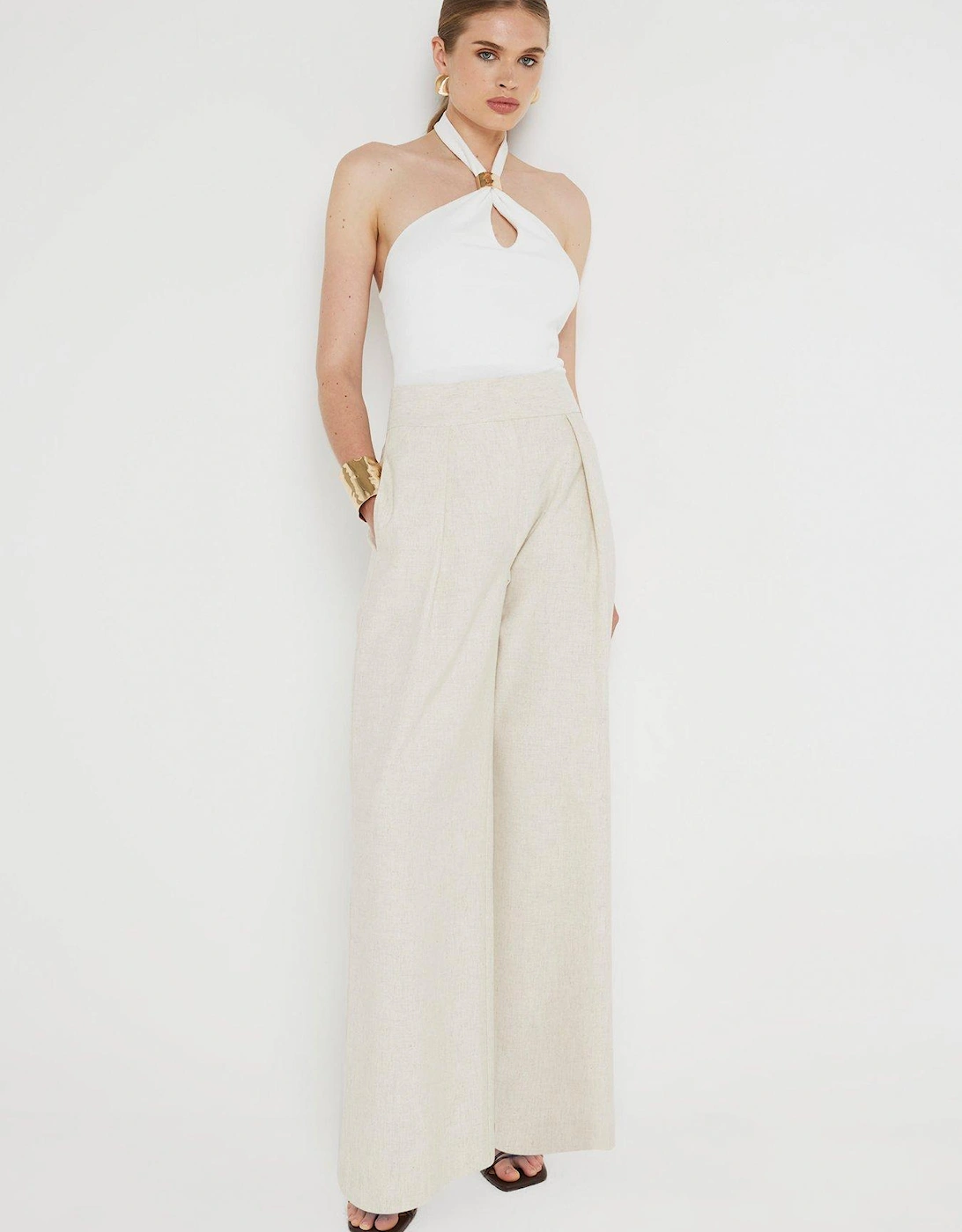 Pleated Wide Leg Trouser - Light Beige, 5 of 4