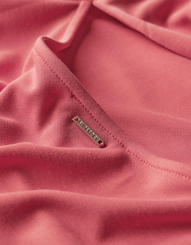 Sleeveless Jersey Midi Dress with Twist Back Detail - Pink