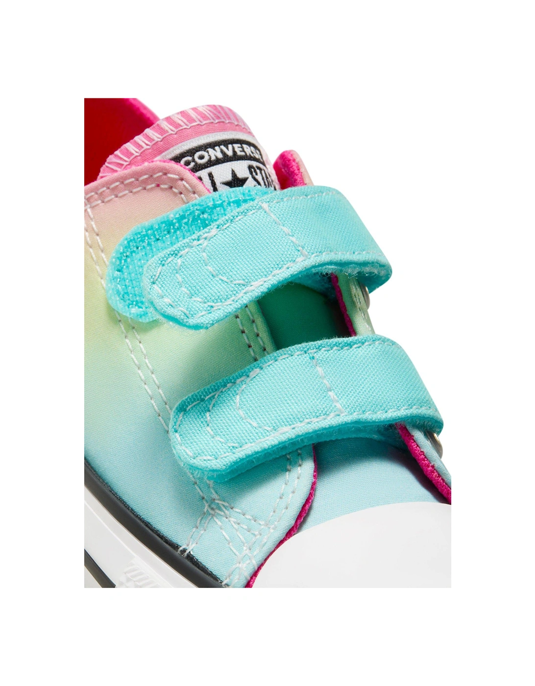 Infant Girls Easy-On Velcro Hyper Brights Ox Trainers - Turquoise/Pink