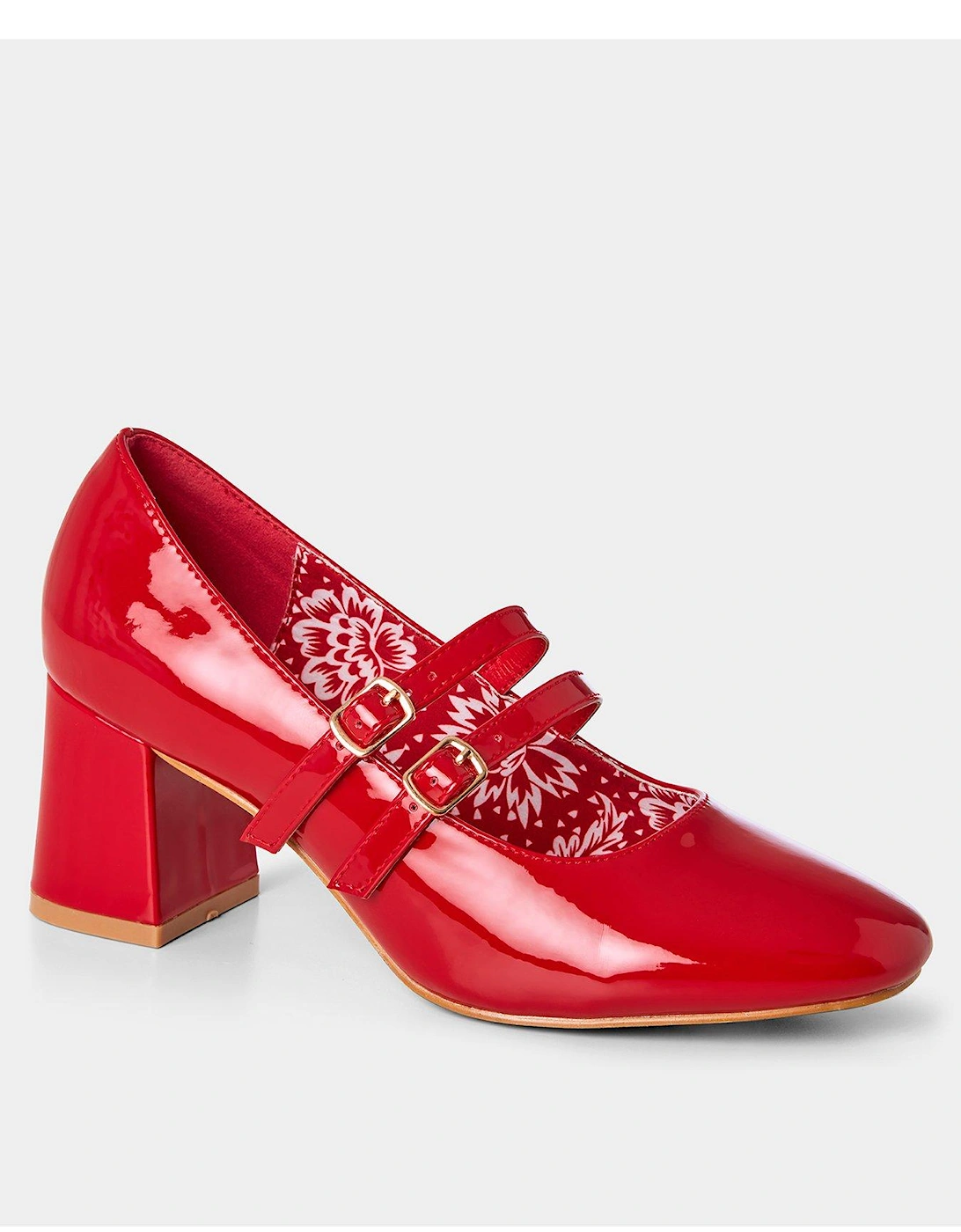Patent Twin Strap Shoes - Red