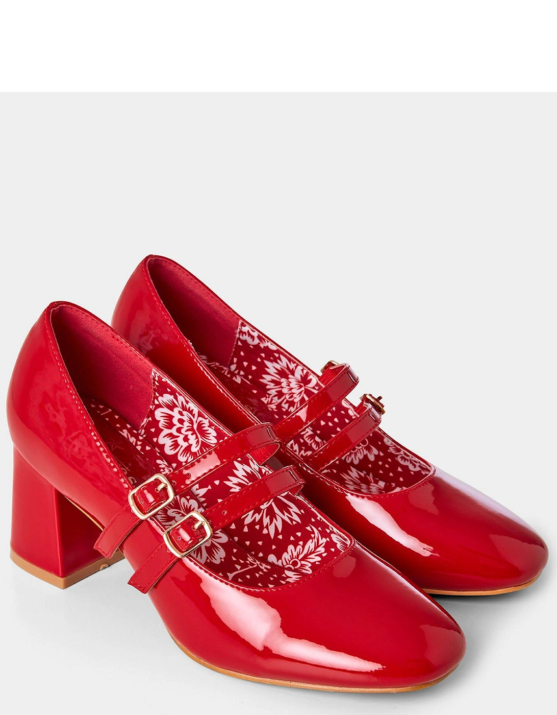Patent Twin Strap Shoes - Red