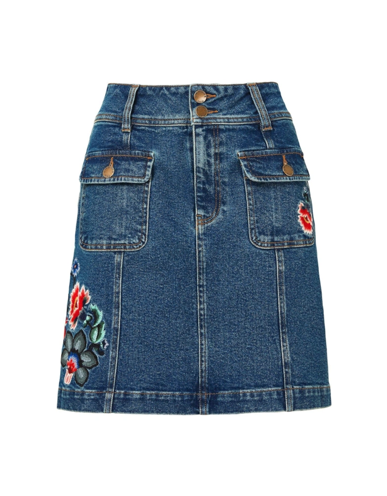 Denim Pocket Skirt - Blue