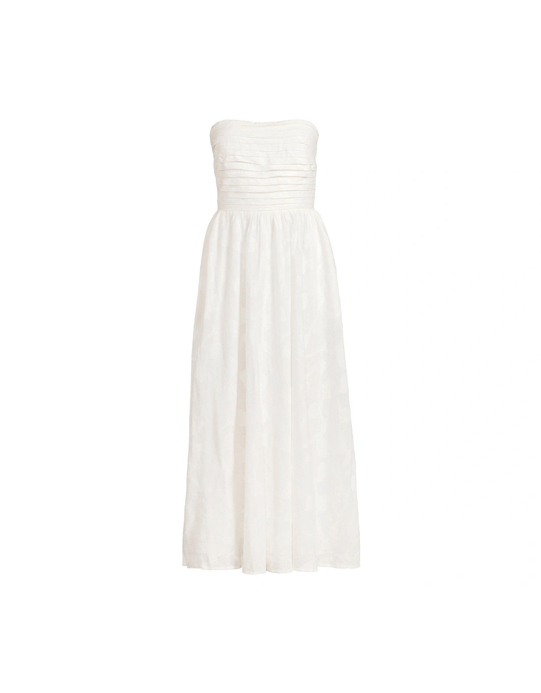 Cotton Jacquard Bandeau Midi Dress - White