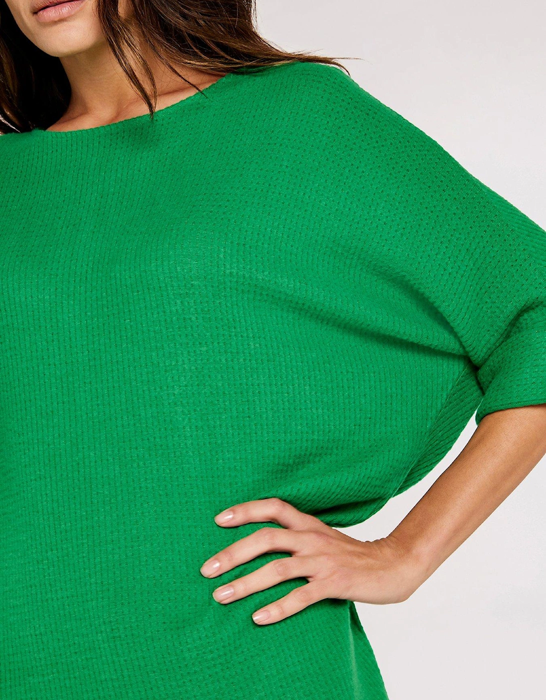 Brushed Waffle Knit Batwing Top