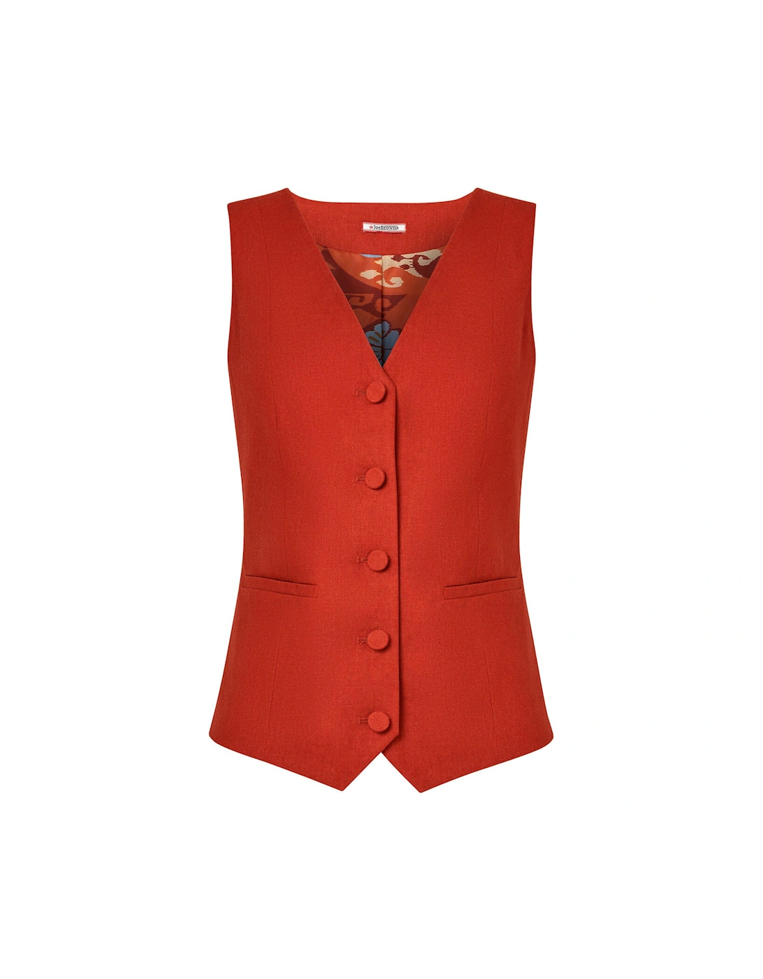Linen Blend Waistcoat - Red