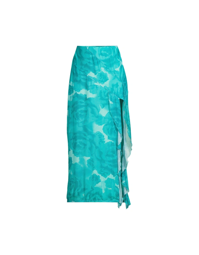 Ruffle Maxi Skirt - Blue