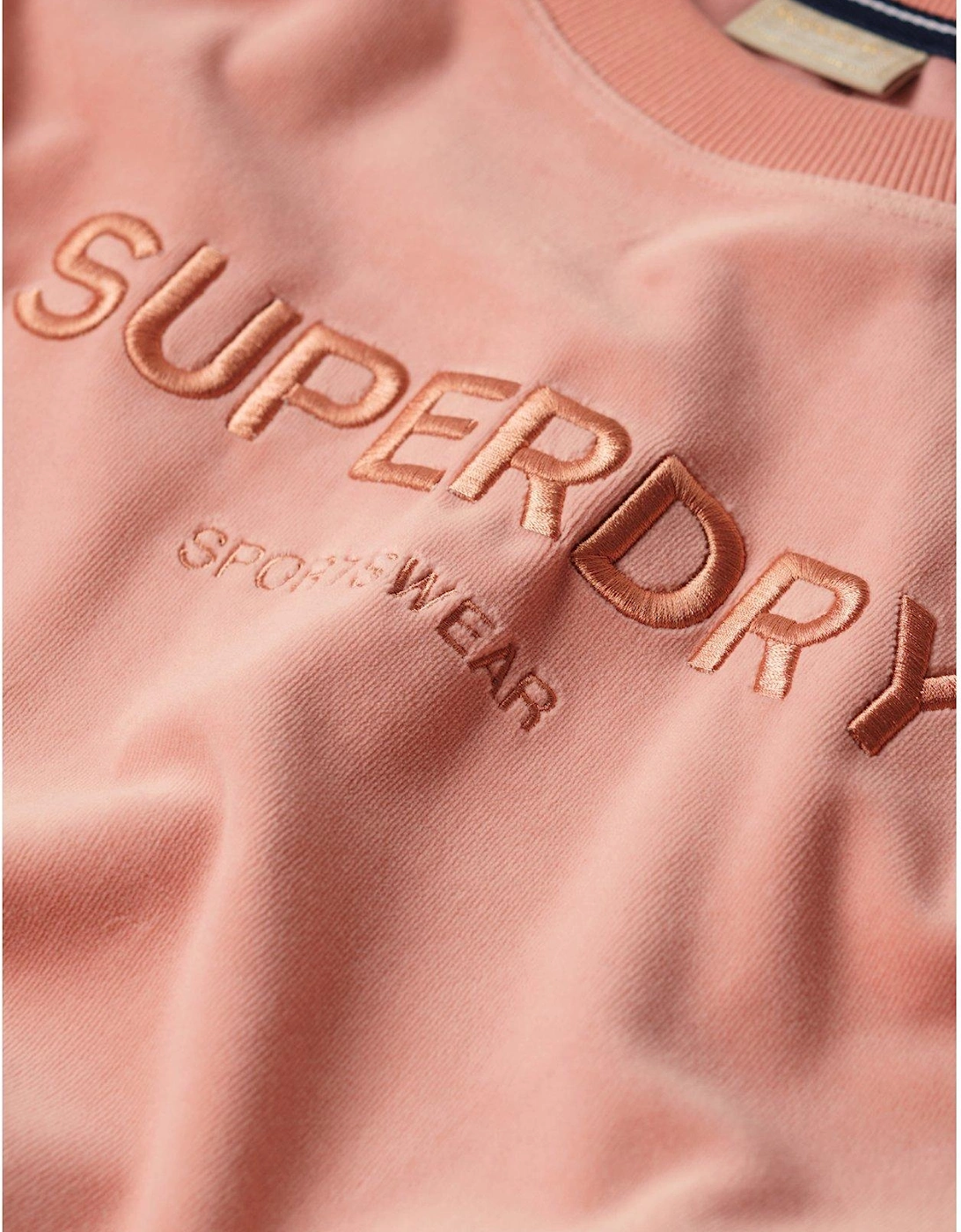 Velour Graphic Boxy Crew Sweatshirt - Pink