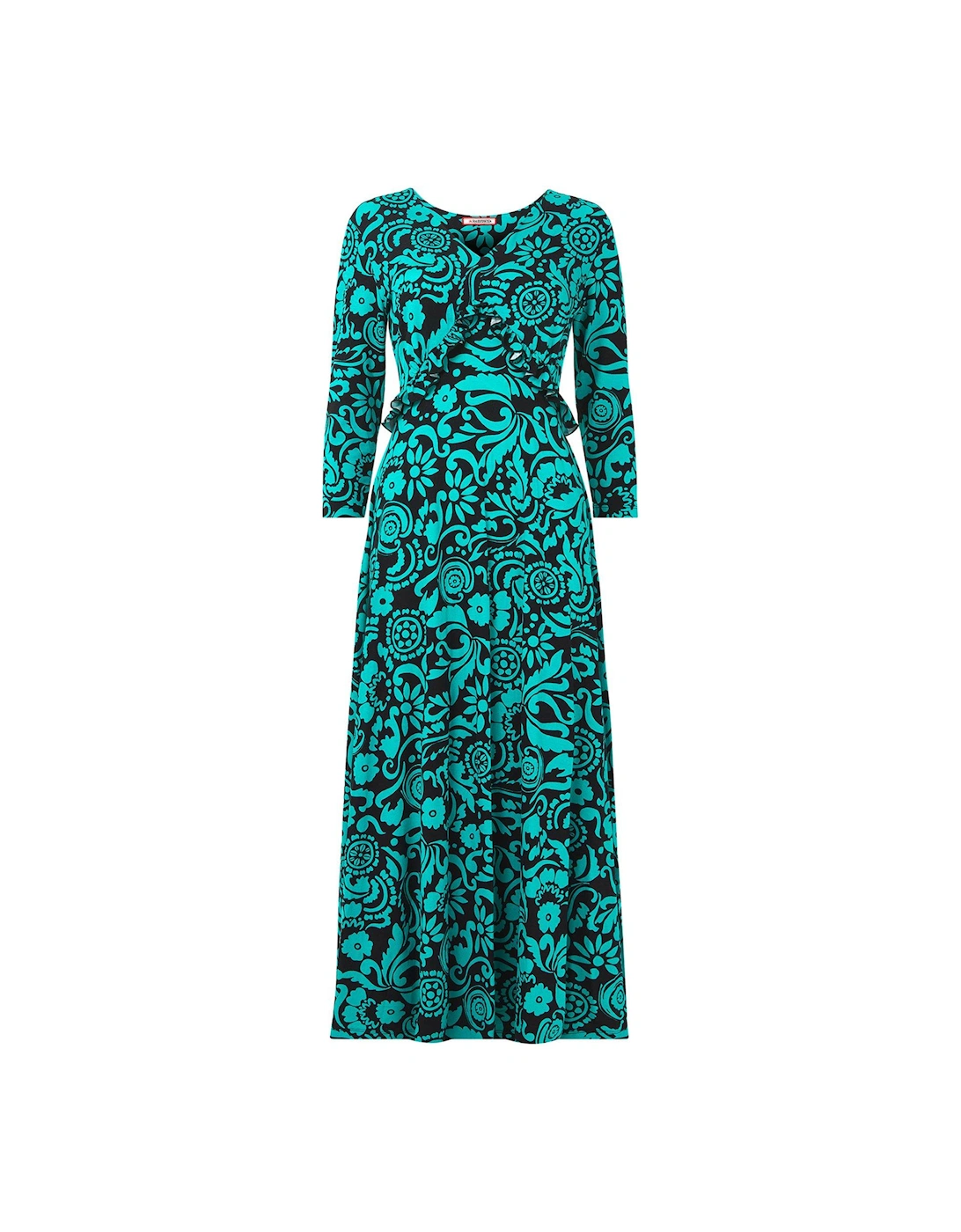 Floral Long Sleeve Maxi Dress - Green