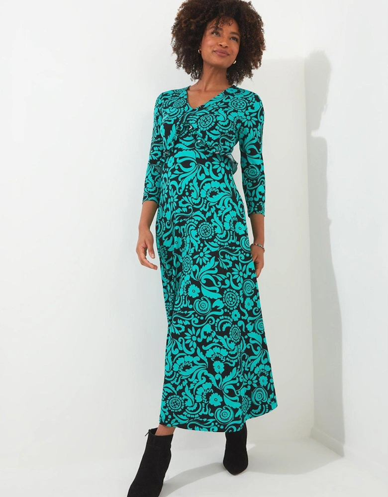Floral Long Sleeve Maxi Dress - Green