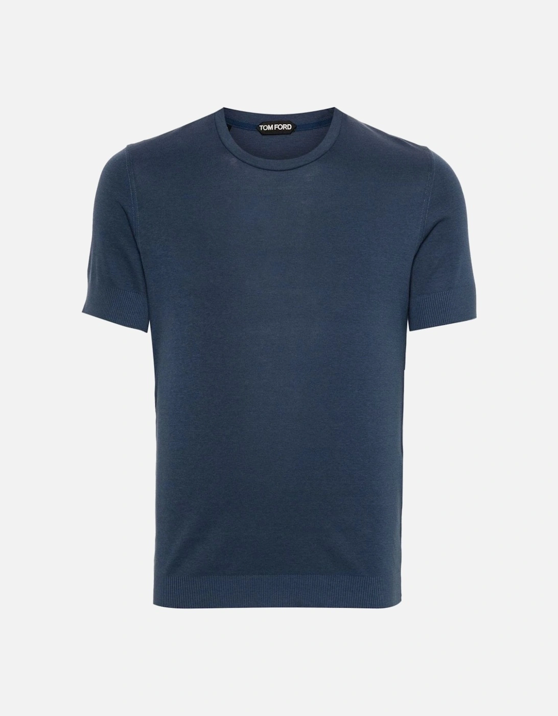 Placed Rib SS Crew Neck T-shirt Blue, 7 of 6