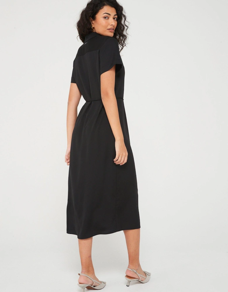 Midi Shirt Dress - Black