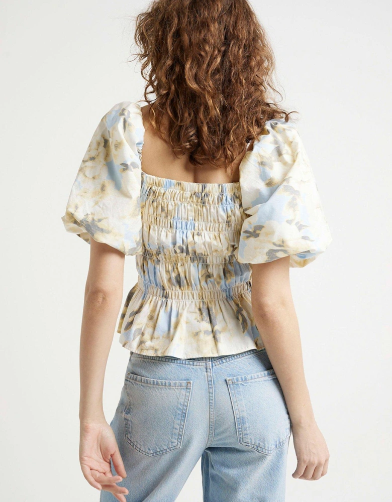 Floral Shirred Top - Light Yellow