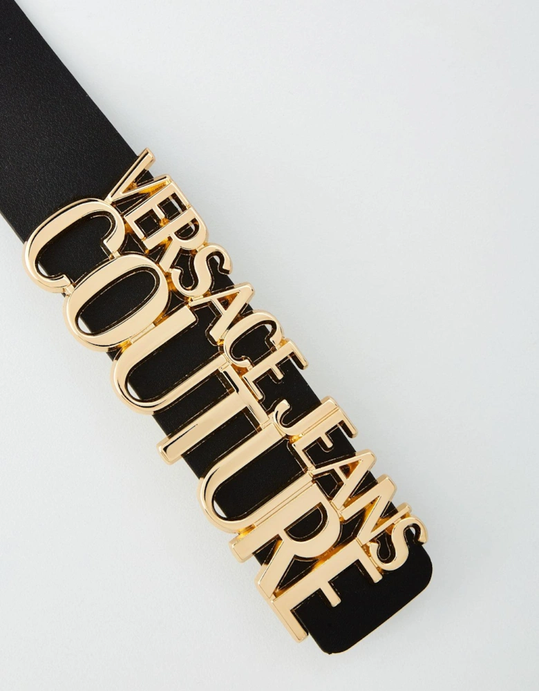 Cintura Couture Logo Buckle Belt - Black/Gold