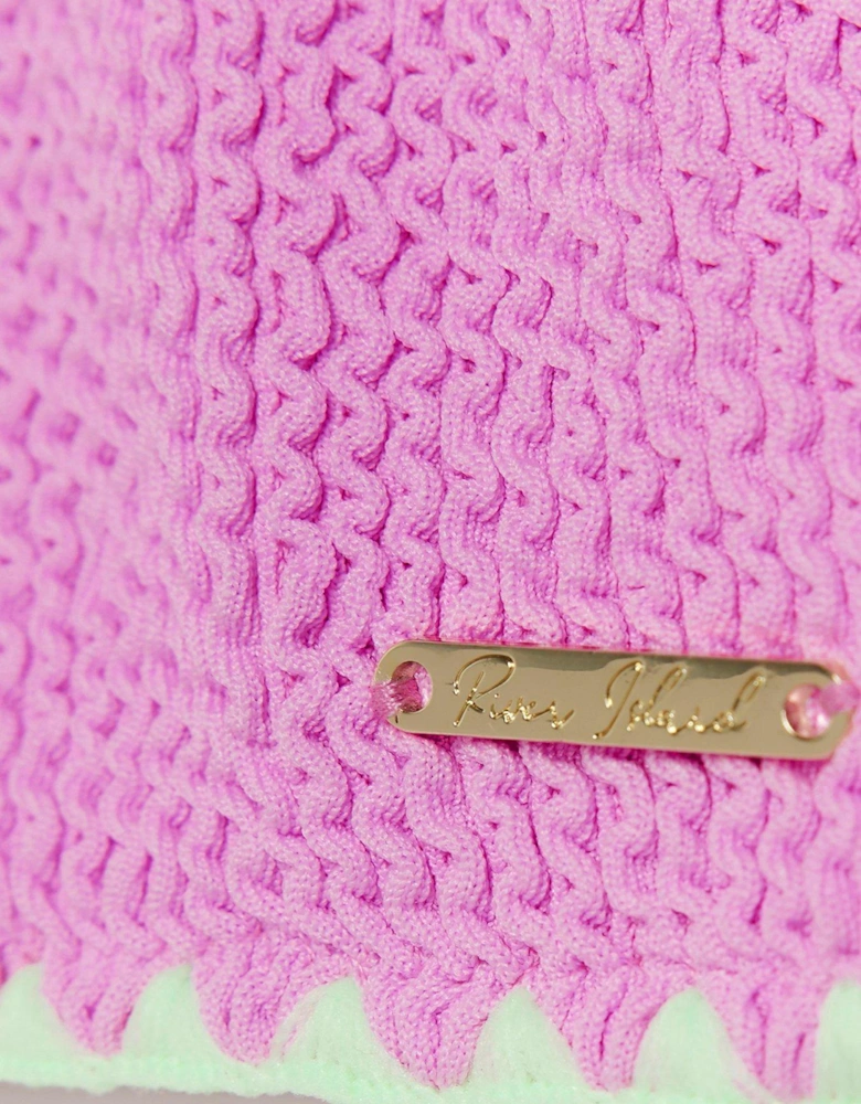 Girls Textured Stitch Bikini Set - Purple