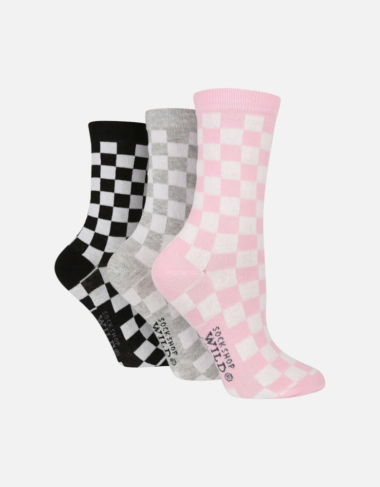 3 PAIR SOCKSHOP LADIES CHECKER PRINT SOCKS