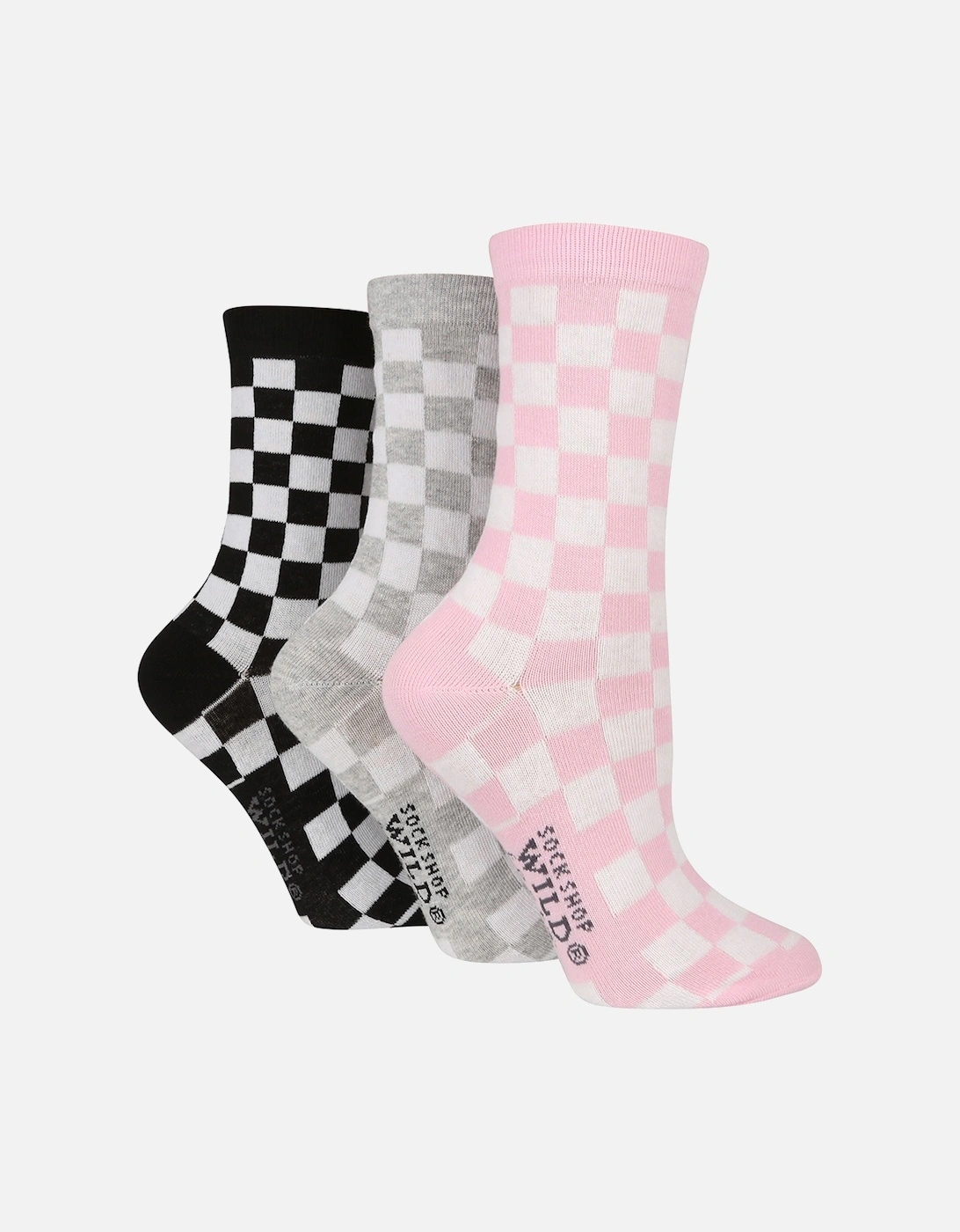 3 PAIR SOCKSHOP LADIES CHECKER PRINT SOCKS, 2 of 1