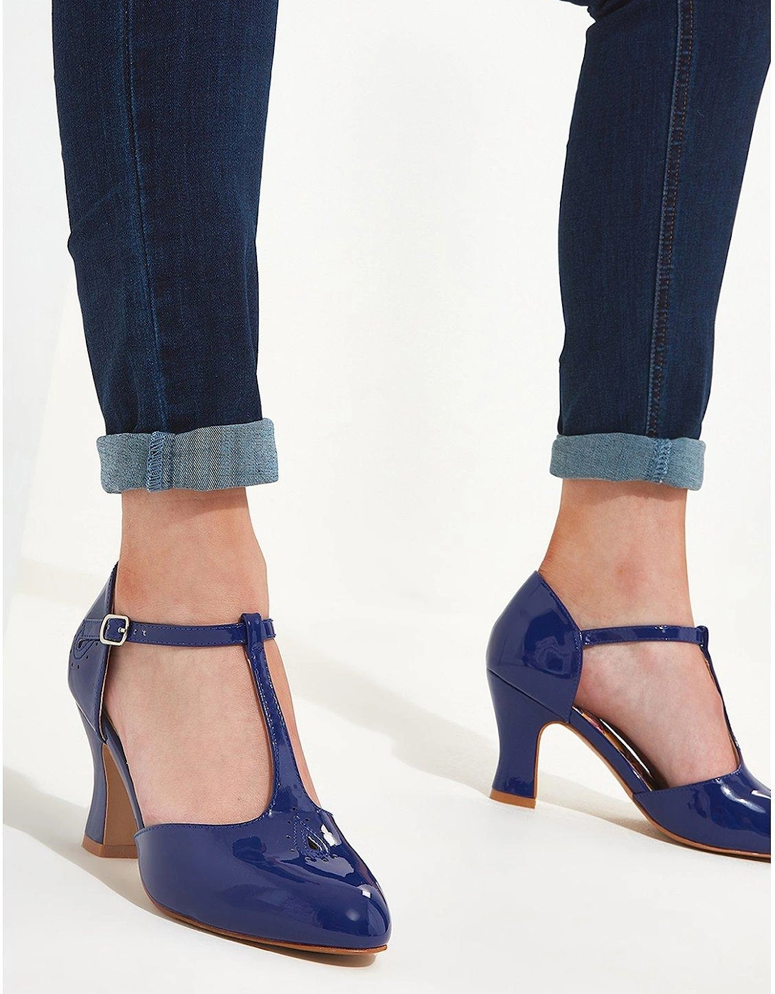 Patent Strap Shoes - Navy