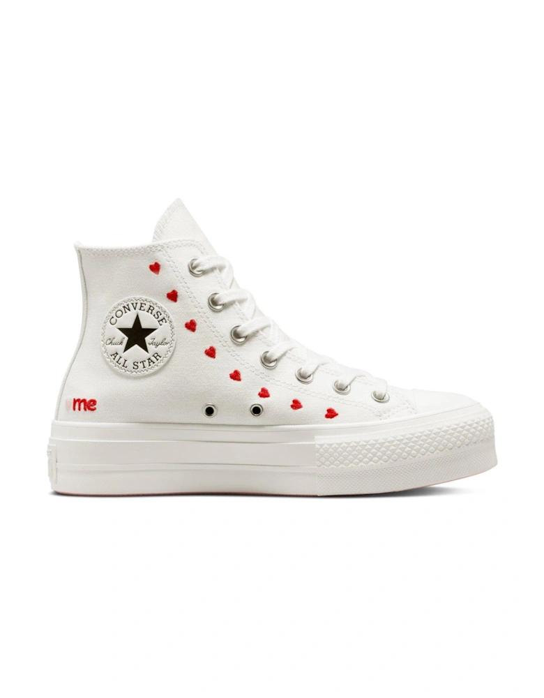 Chuck Taylor All Star Lift Hi Top Plimsolls - White/Red