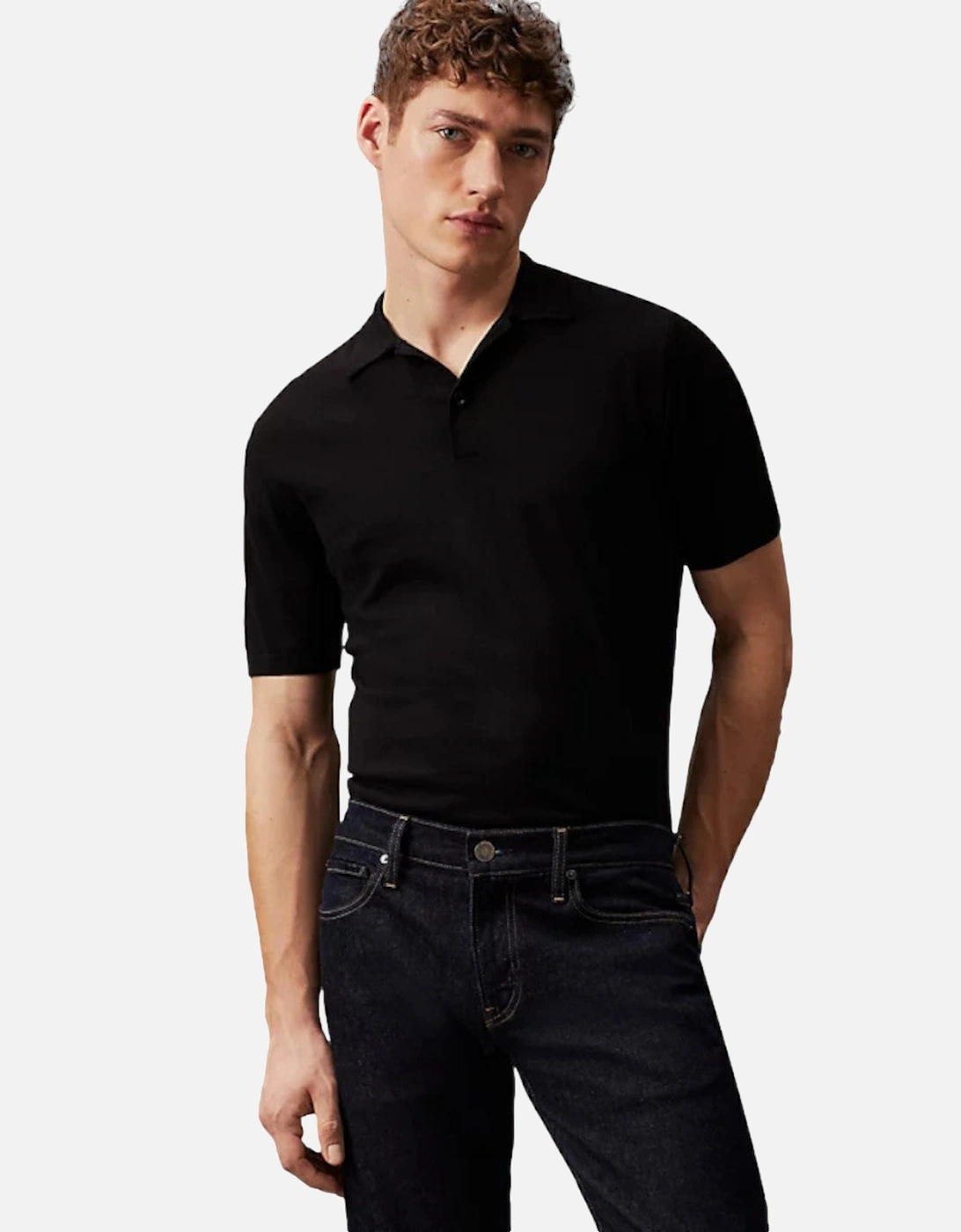 Cotton Silk Polo Shirt BEH Black