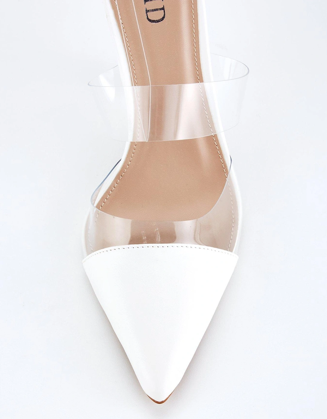 Perspex Pointed Front Heeled Sandals - White