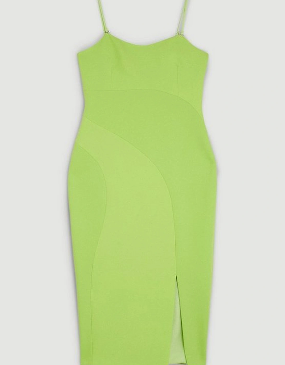 Tailored Compact Stretch Strappy Midi Pencil Dress
