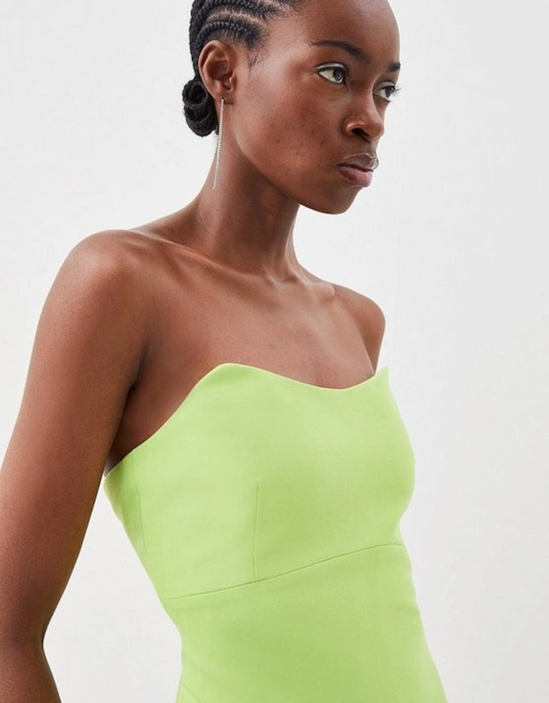 Tailored Compact Stretch Strappy Midi Pencil Dress