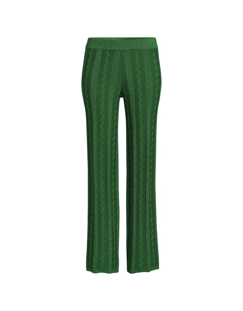 Knitted Metallic Co-ord Trousers - Green 