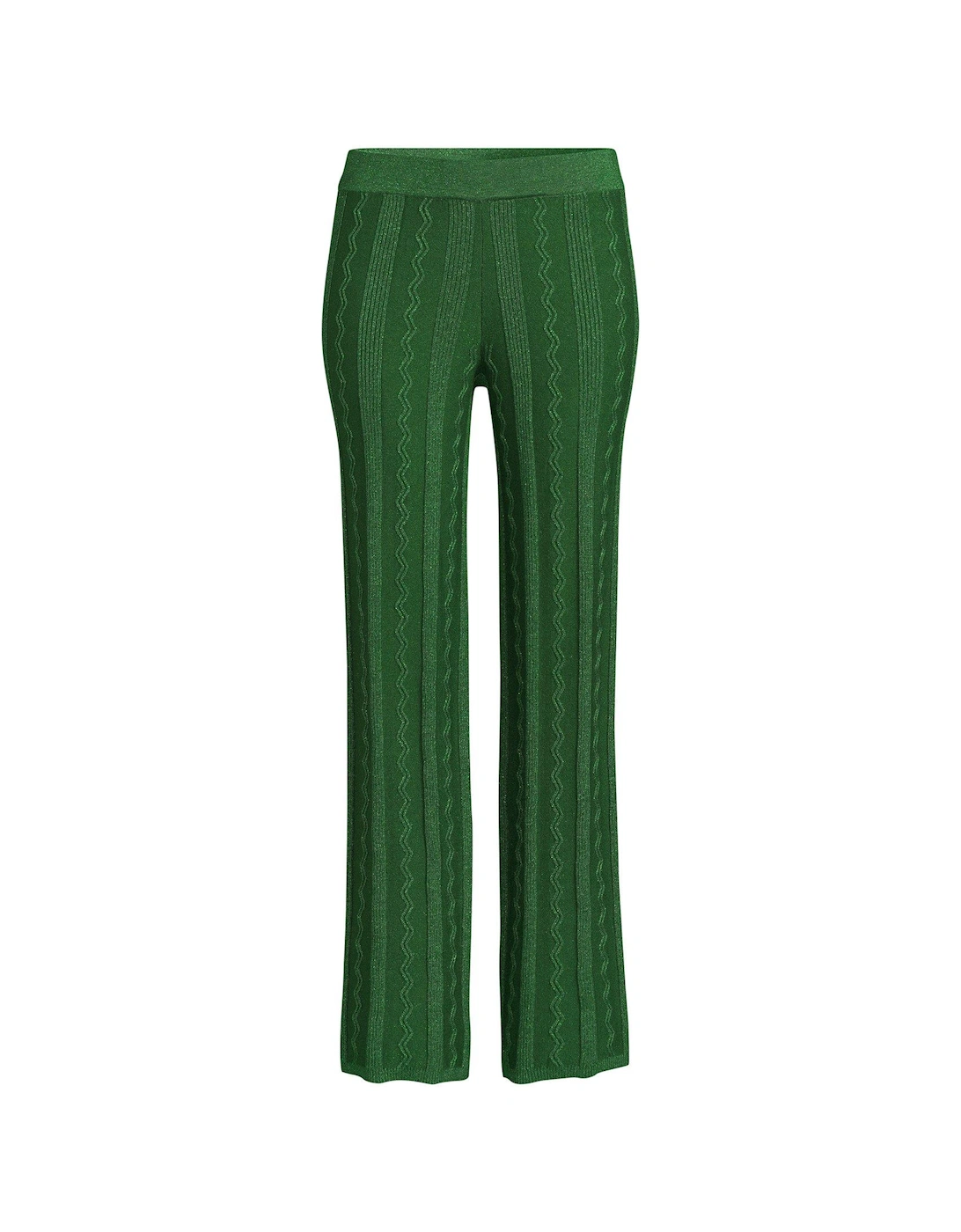 Knitted Metallic Co-ord Trousers - Green 