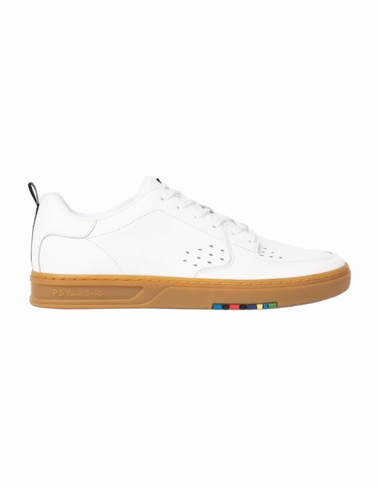 White Leather "Cosmo" Gum Sole Trainers, White