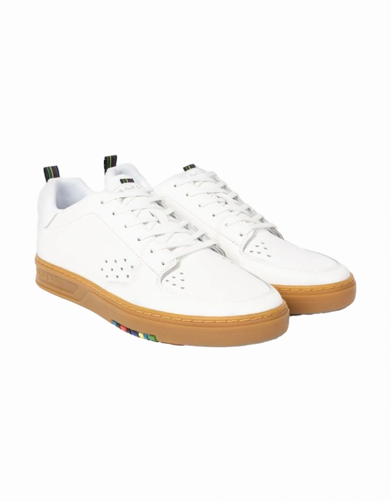 White Leather "Cosmo" Gum Sole Trainers, White