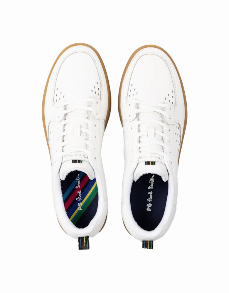 White Leather "Cosmo" Gum Sole Trainers, White