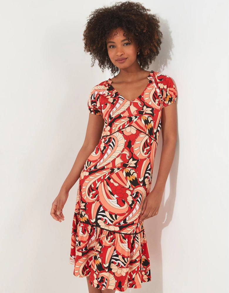 Swirl Print Midi Dress - Multi