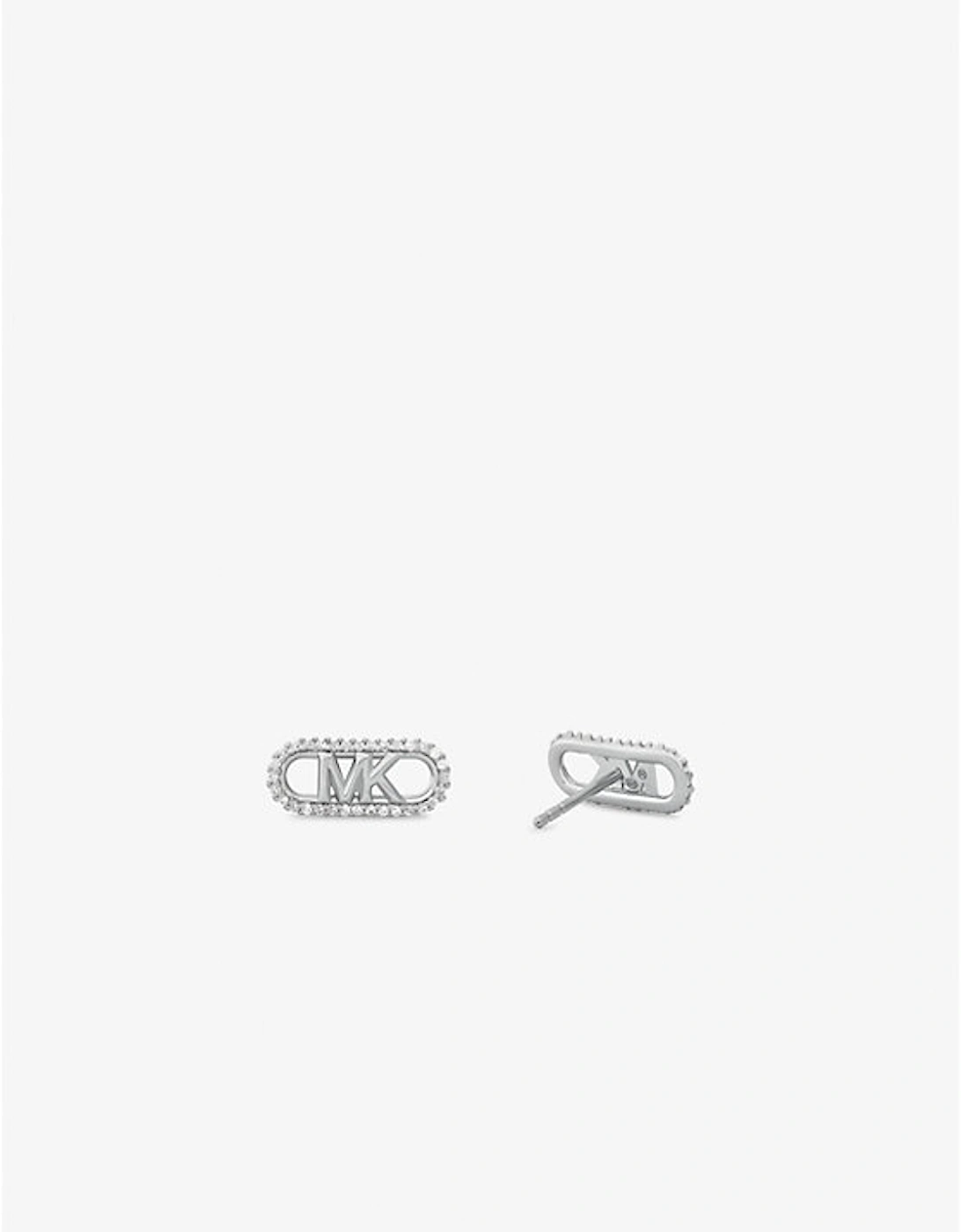 Precious Metal-Plated Sterling Silver Pavé Empire Logo Earrings