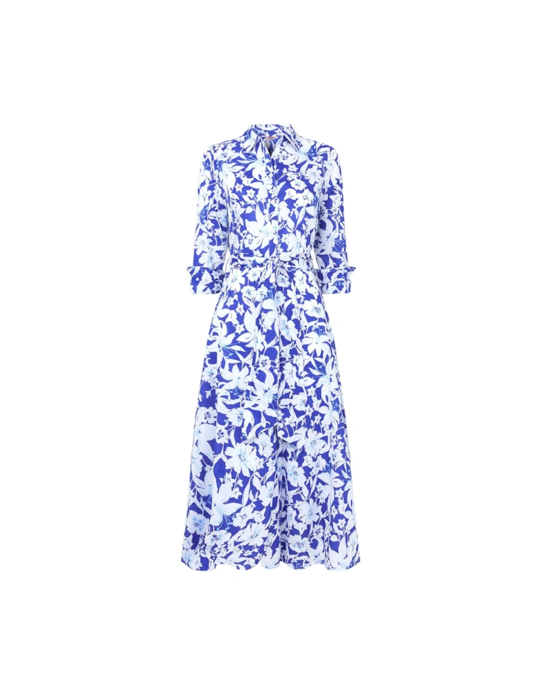 Floral Shirt Dress - Blue