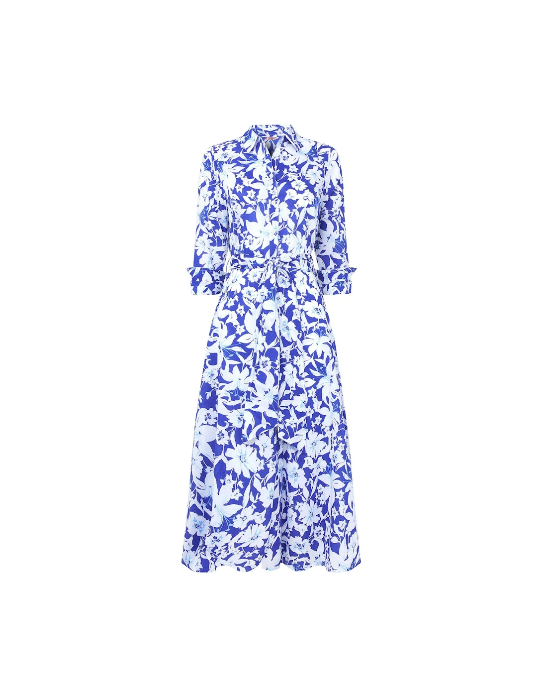 Floral Shirt Dress - Blue