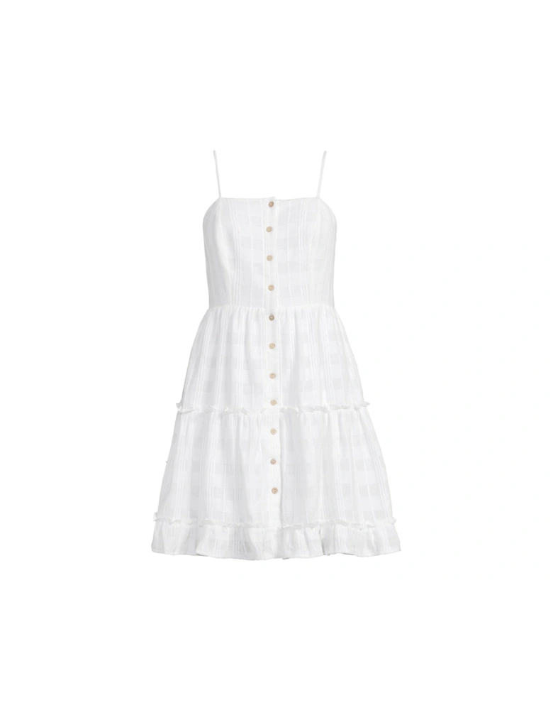 Textured Cotton Mini Dress - White