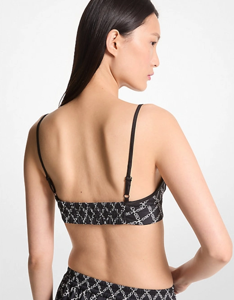 Empire Logo Print Satin Bra Top