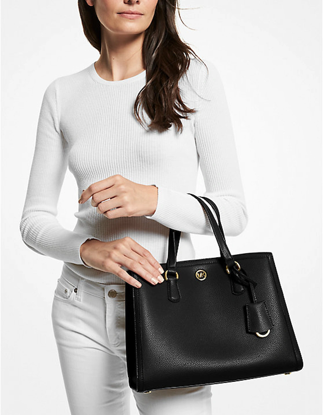 Chantal Medium Pebbled Leather Satchel