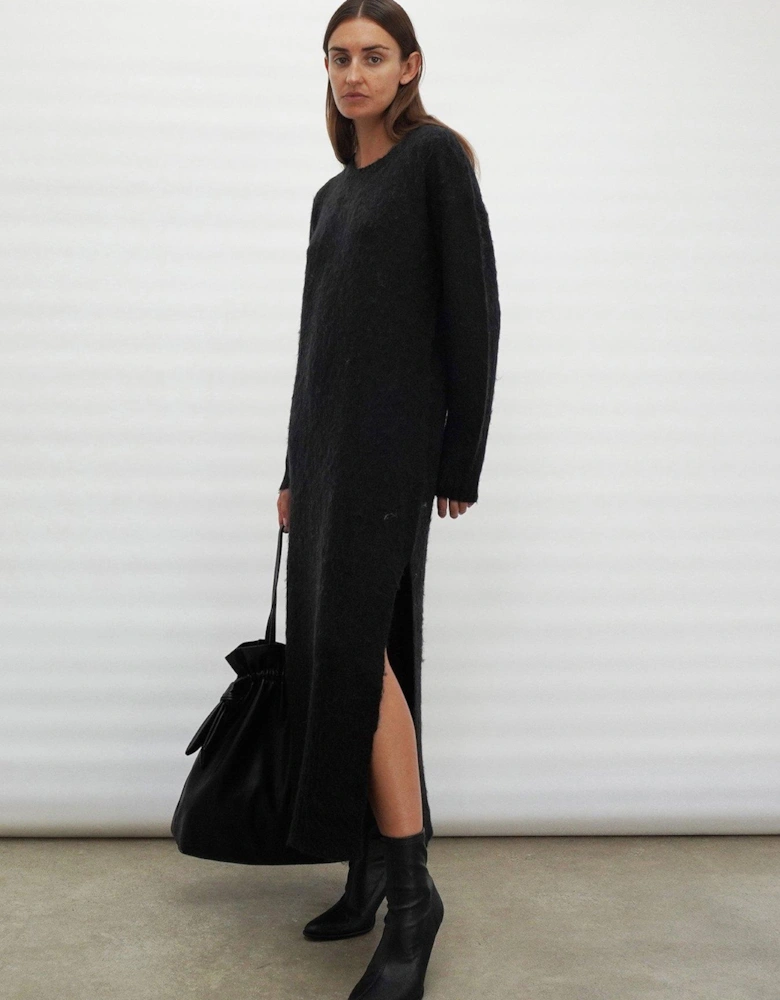 Cosy Heritage Knitted Midi Dress - Black
