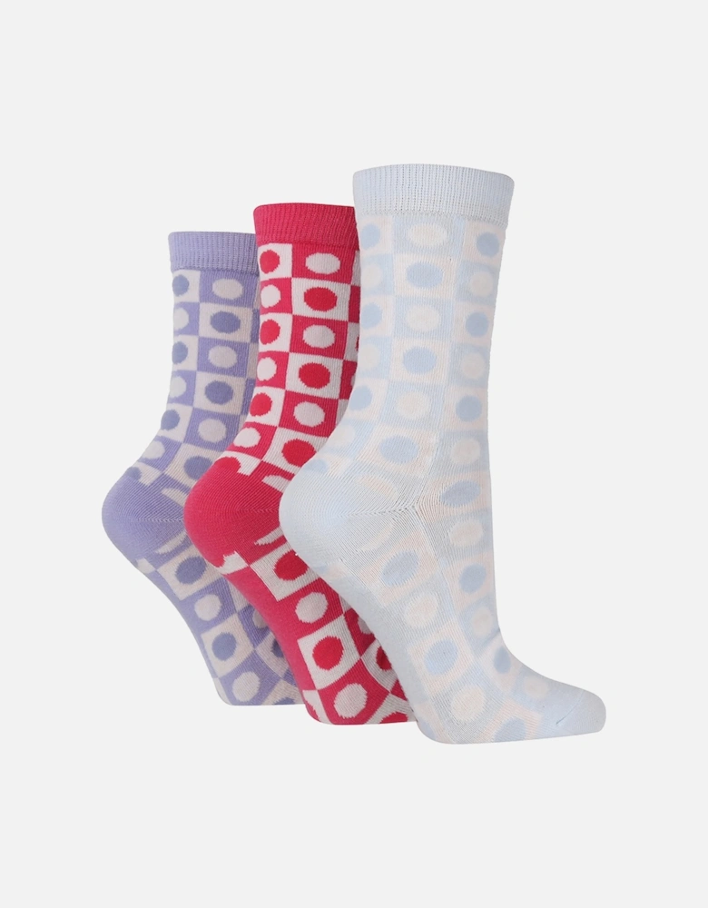 3 PAIR SOCKSHOP LADIES SPOT IN CHECKER SOCKS