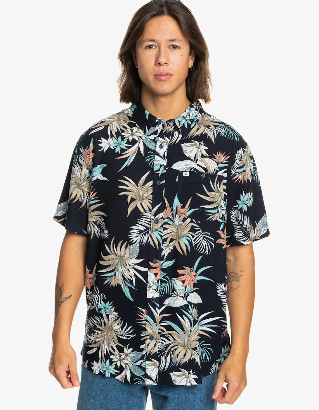 Quiksilver Men's Quiksilver Mens Lemnas SS Short Sleeve Shirt - Navy Lemnas
