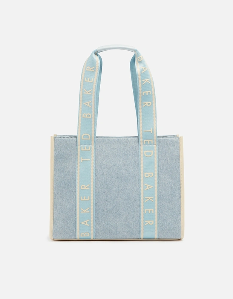 Jeanee Webbing Medium Denim Tote Bag