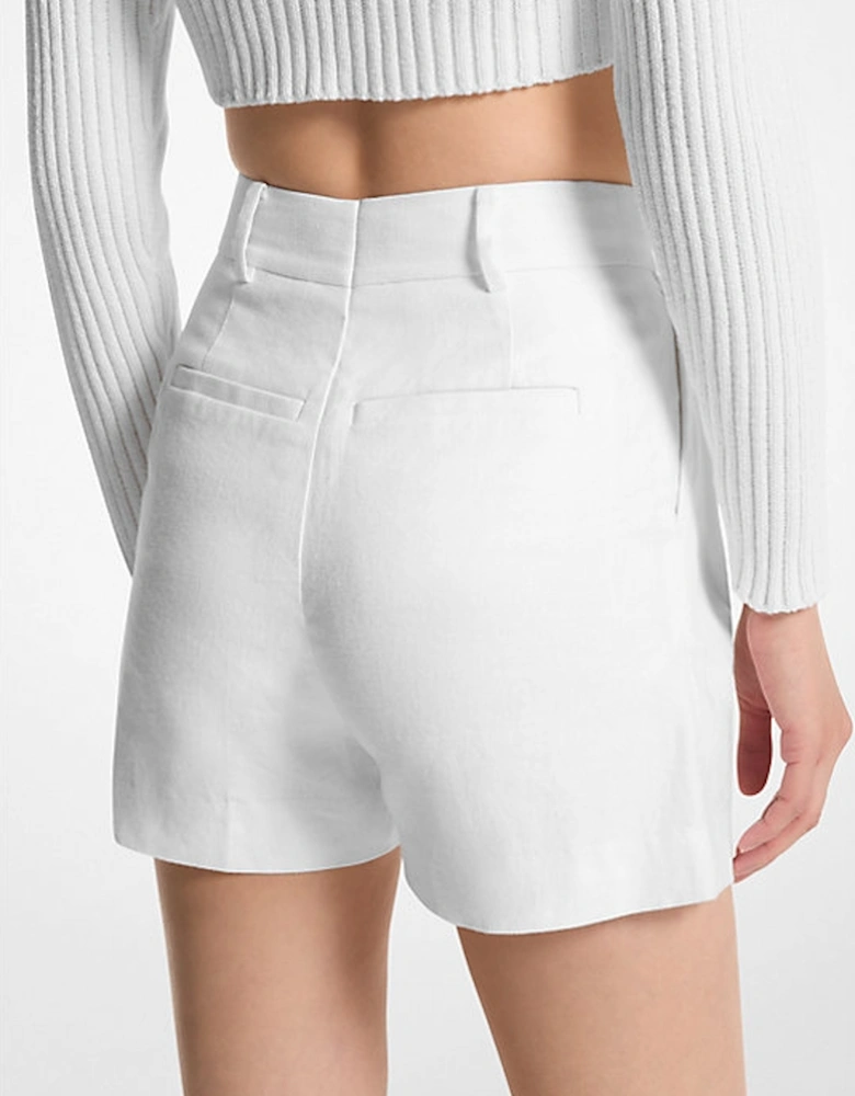 Pleated Linen Blend Shorts