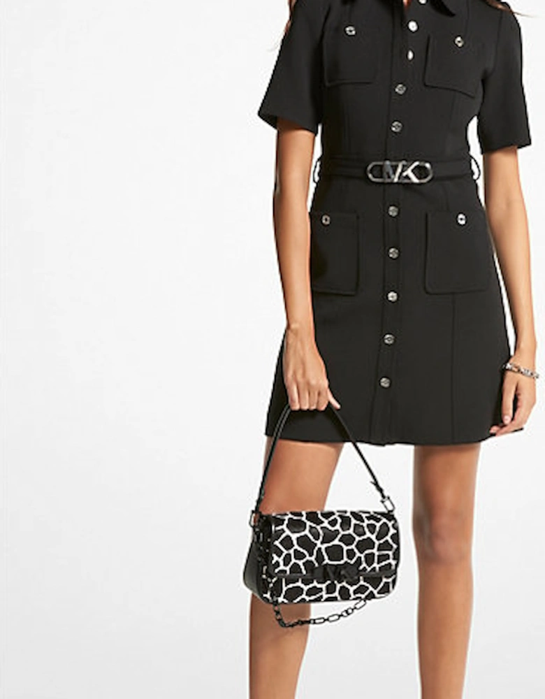 Stretch Crepe Belted Utility Dress